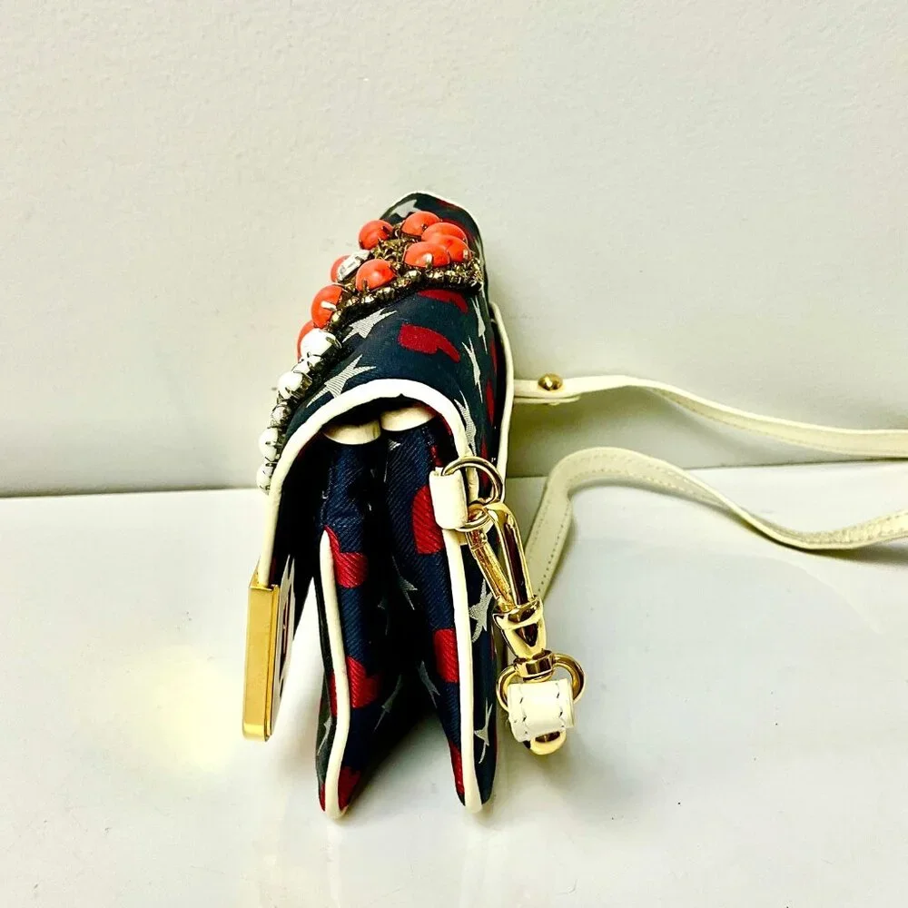 Christian Lacroix Mini Crossbody Bag Wallet Jeweled Hearts Stars Vintage Italy - Picture 6 of 10